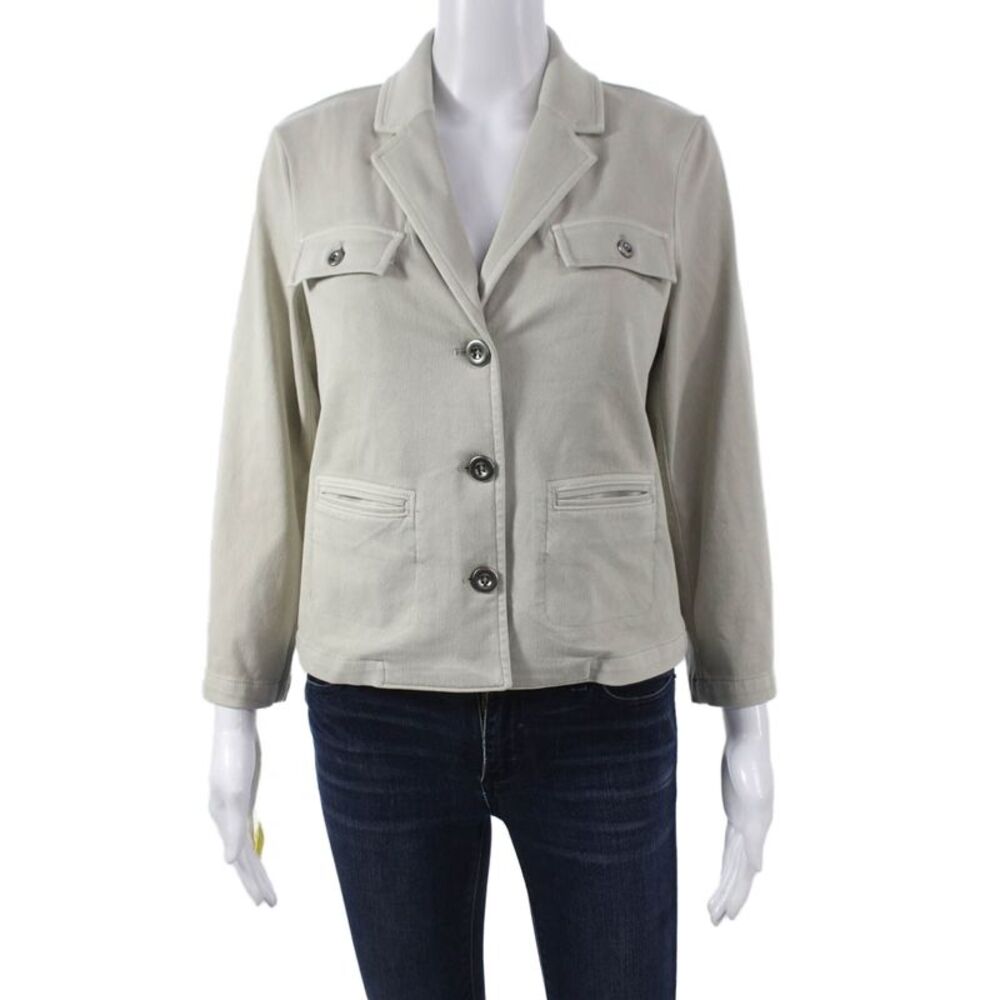 Renuar Women Military Jacket Gray Button Long Sleeve Size XL